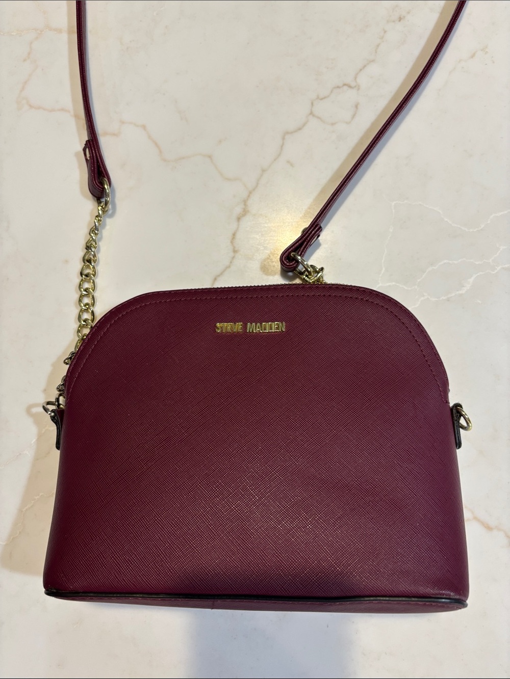 Steve Madden Burgundy Crossbody Bag with Gold Hardware